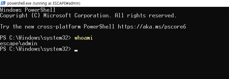 and after `runas.exe /user:admin powershell.exe` and add password at prompt we've got shell as admin lets try to read the flag