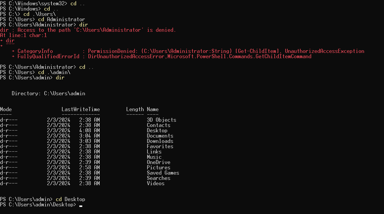 when i tried to read the flag i don't have access to administrator as admin cause we are not administrator  but when i used `whoami /groups` to see what gorups am i part of Administrators group  so my guess is i can read administrator rights wise but i can't now cause the UAC sees a different user so it needs me to click on yes to proceed but because this is shell we can't but there is a way to open UAC from powershell using this command `Start-Process powershell -Verb RunAs` and if i tried it