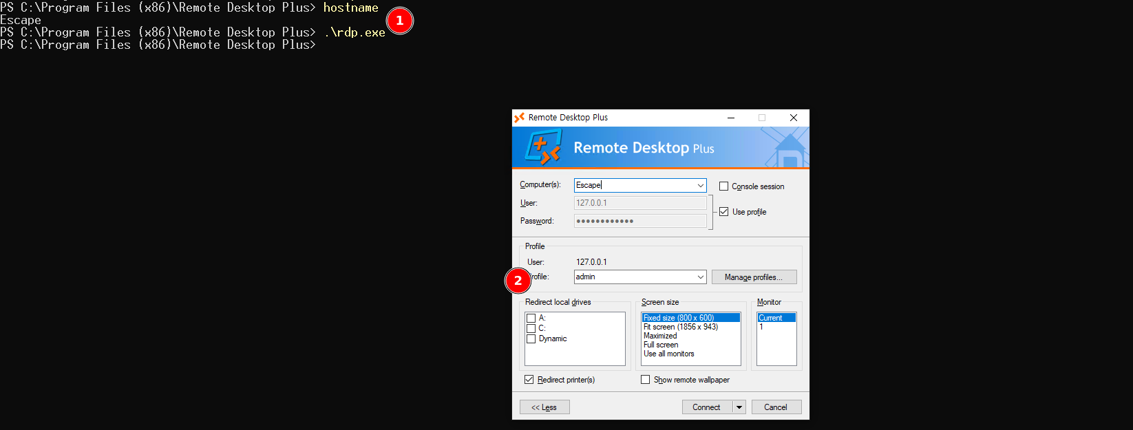 the old method of opening rdp using GUI after changing its name to msedge didn't work and i don't know way so i went back to shell and opened it using powershell and it worked so lets see if we can connect
